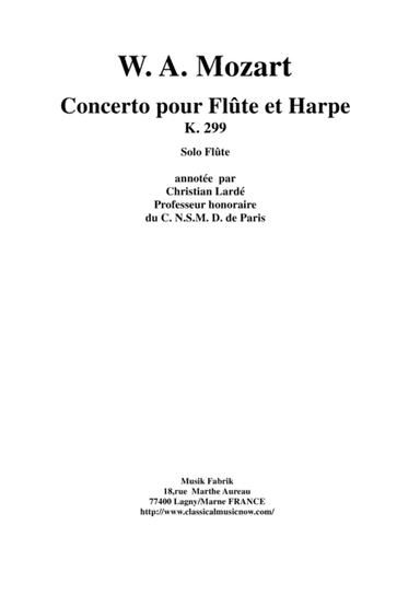 Wolfgang Amadeus Mozart: Concerto for flute and harp, K. 299, solo flute part (arr. Musik Fabrik Music Publishing)