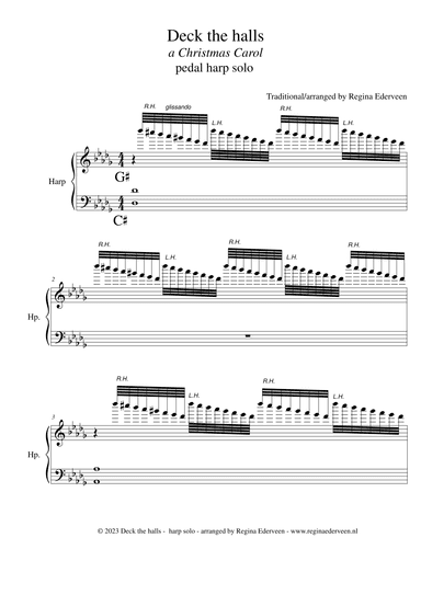 Deck the Halls - Christmas Carol - pedal harp solo