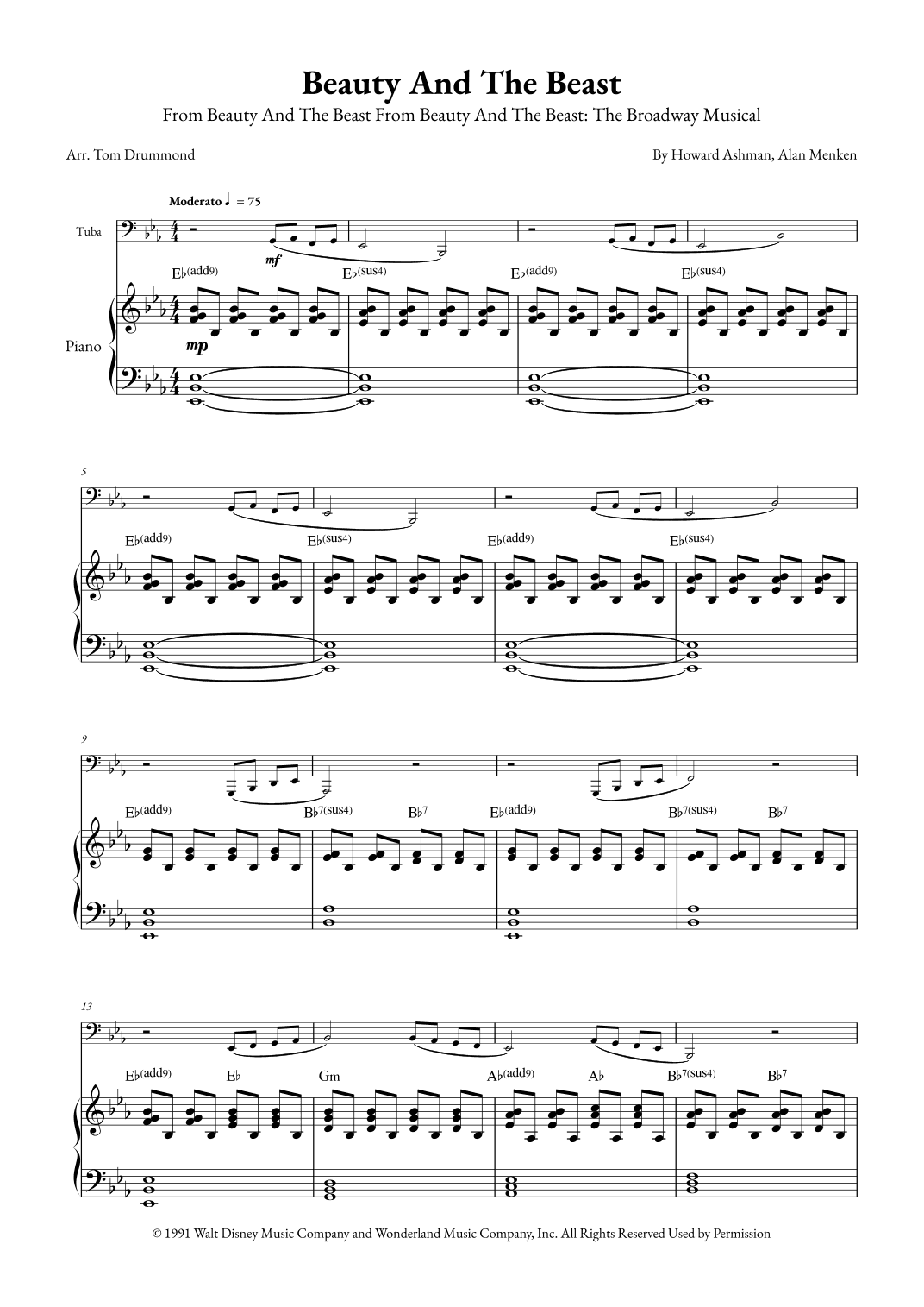 Beauty And The Beast (arr. Tom Drummond)