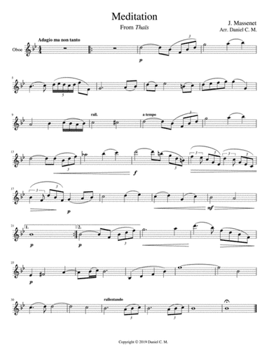 Meditation for oboe and piano (easy) in Bb (arr. Daniel C. M.)