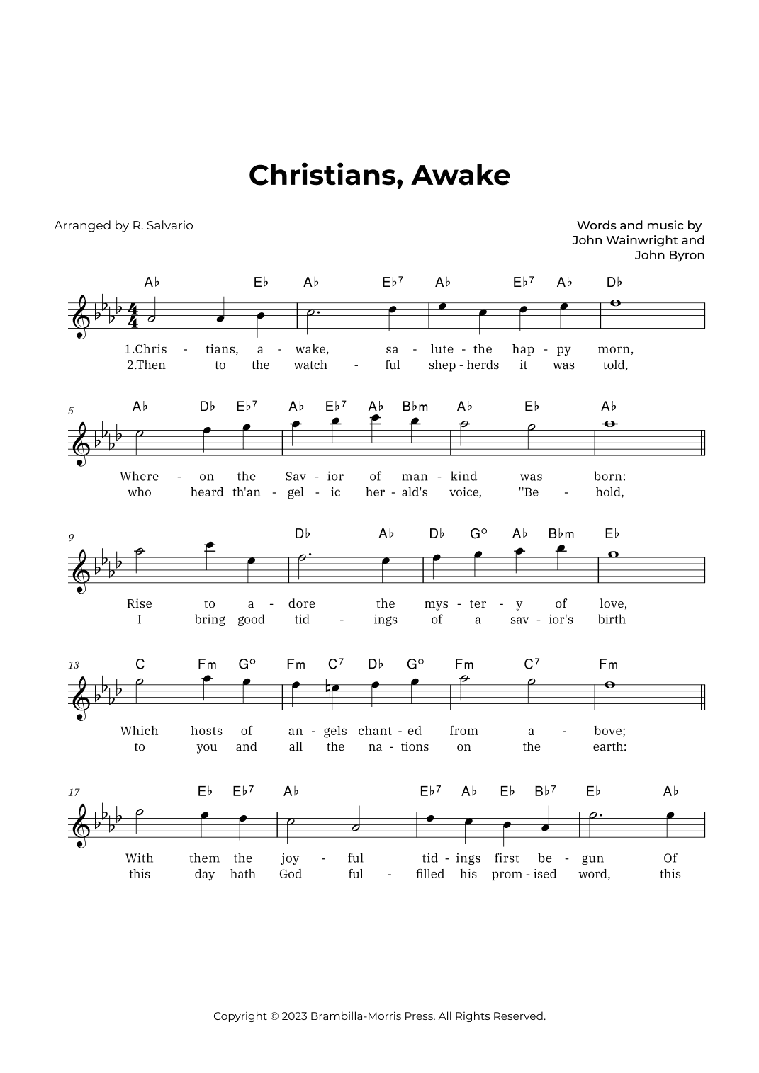 Christians, Awake (Key of A-Flat Major) (arr. R. Salvario)