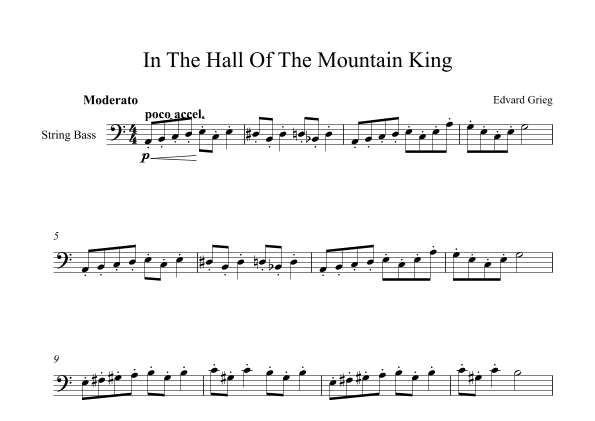 In The Hall Of The Mountain King - Edvard Grieg (String Bass) (arr. Digital Book Music)