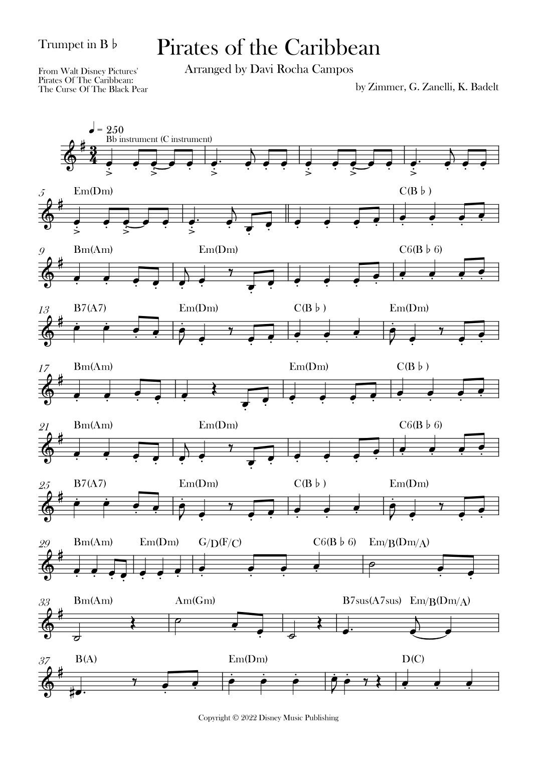 Pirates Of The Caribbean (arr. Davi Rocha Campos)