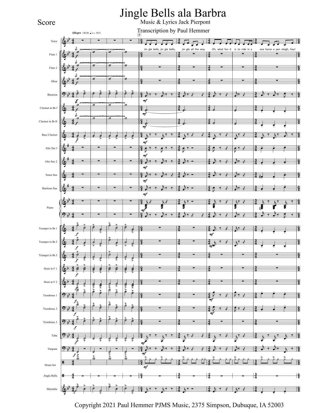 Jingle Bells ala Barbra (arr. Paul Hemmer)