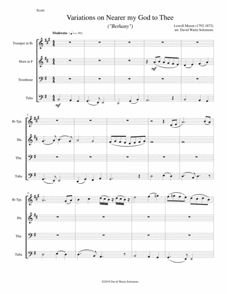 Variations on Nearer my God to Thee (Bethany) for brass quartet (arr. David Warin Solomons)