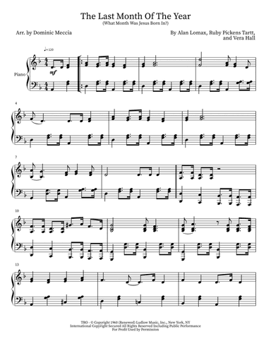 The Last Month Of The Year (what Month Was Jesus Born In?) (arr. Dominic Meccia)