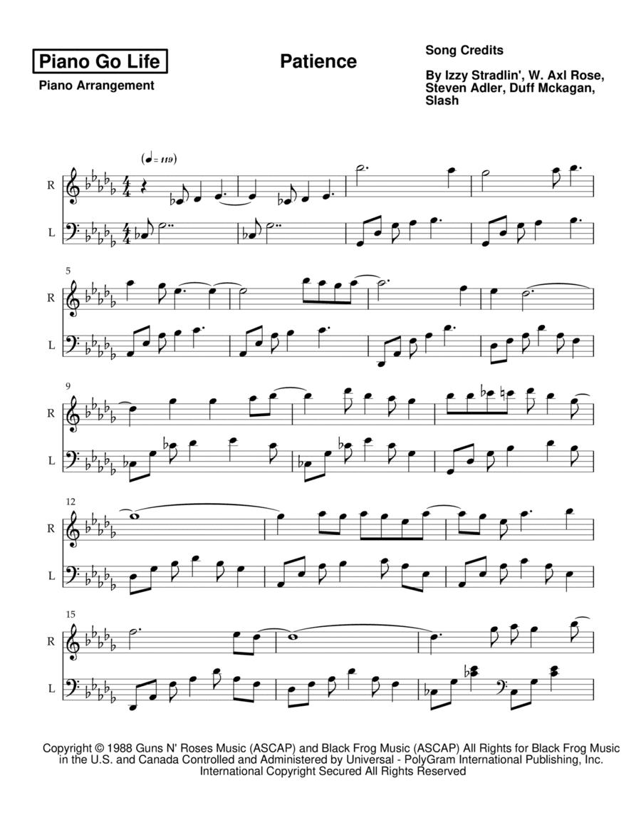 Patience (arr. Piano Go Life)