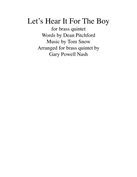 Let's Hear It For The Boy (arr. Gary Powell Nash)