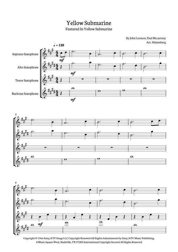 Yellow Submarine (arr. Heisenberg)