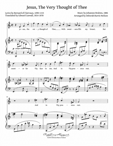 Jesus, The Very Thought of Thee / Brahms "Wie Melodien" (High Voice) (arr. Deborah Burris Neilson)