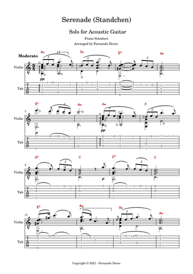 Serenade (Standchen) for Solo Fingerstyle Guitar (arr. Fernando Neves)