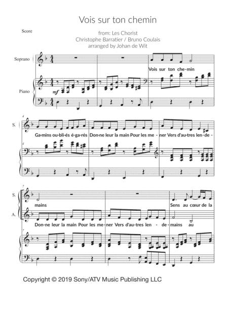 Vois Sur Ton Chemin (arr. Johan de Wit)