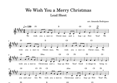 We Wish You a Merry Christimas - Easy Lead Sheet in F# Major (arr. Amanda Rodrigues)