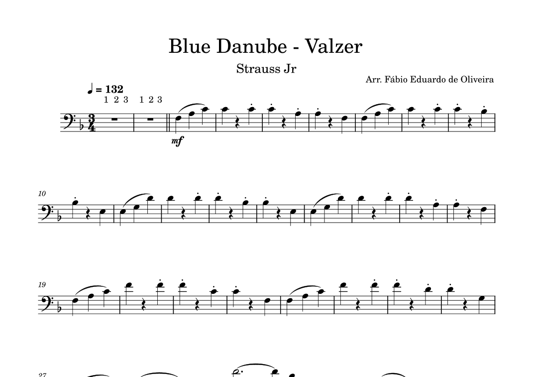 Danube Blue (Strauss Jr) + Mp3 Playback and Demo + Pdf Solo and Piano Parts (arr. Fabio Eduardo de Oliveira)