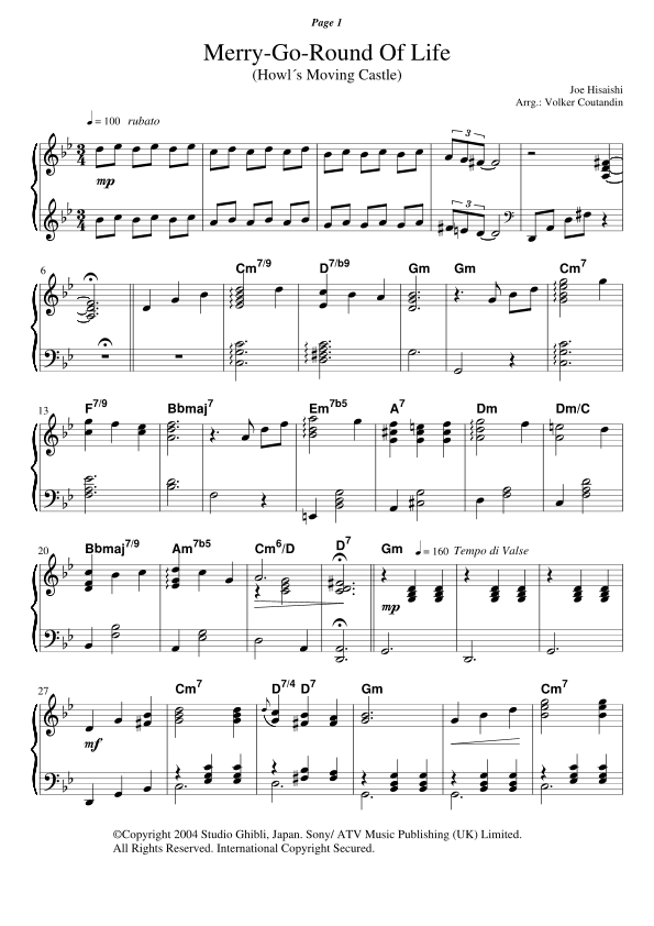 Merry-go-round Of Life (arr. Volker Coutandin)