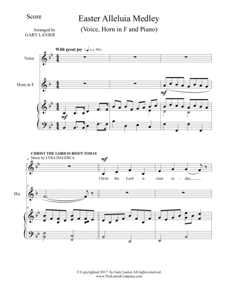 EASTER ALLELUIA MEDLEY (Voice, Horn in F and Piano. Score & Parts included) (arr. Gary Lanier)