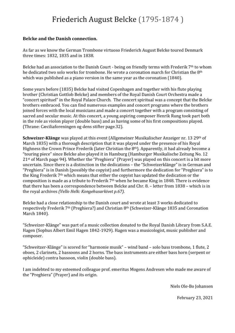 Schweizer-Klänge (Swiss Sounds) for Trombone or Bass Trombone and Wind Band (arr. Niels-Ole Bo Johansen)