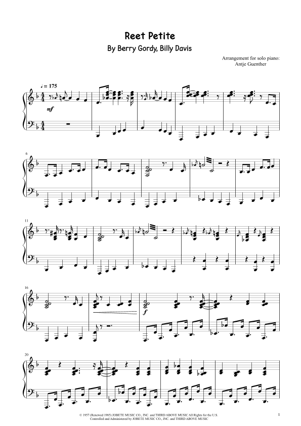 Reet Petite (the Sweetest Girl In Town) (arr. Antje Günther)
