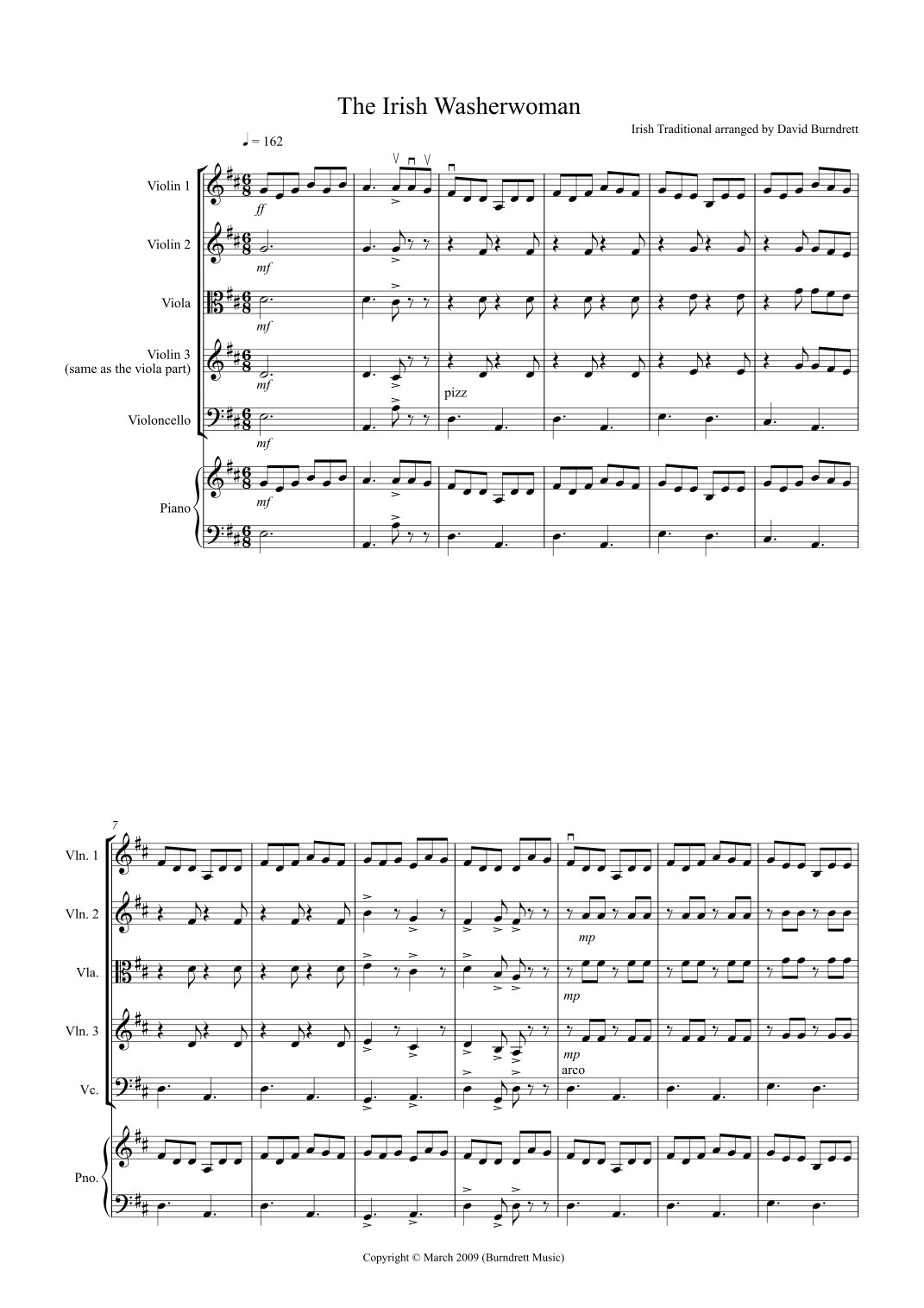 The Irish Washerwoman for String Quartet (arr. David Burndrett)