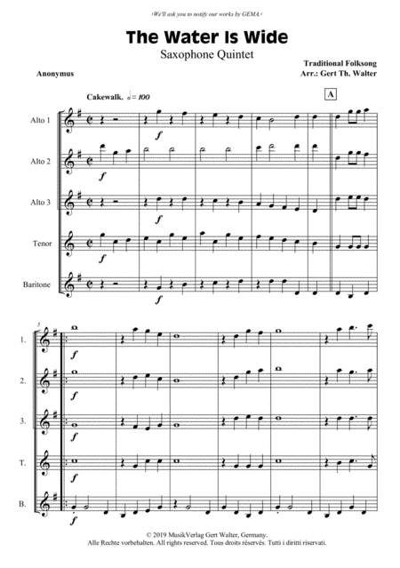The Water Is Wide (arr. Gert Th. Walter)