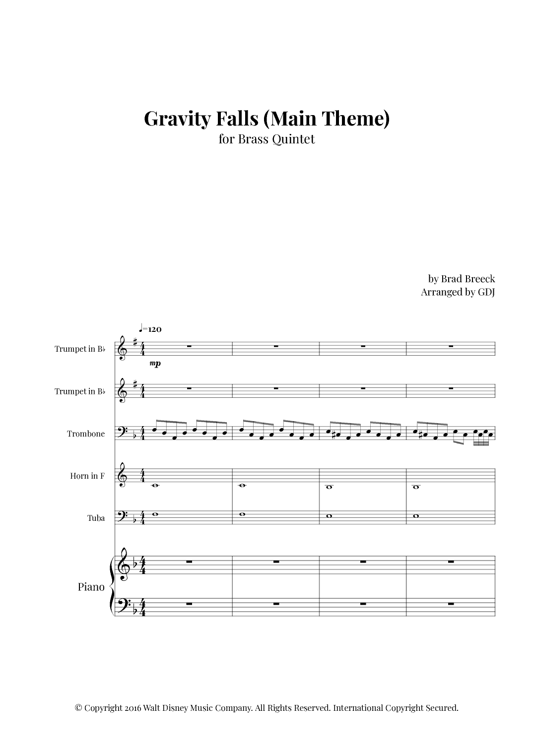 Gravity Falls (main Theme) (arr. GDJ)