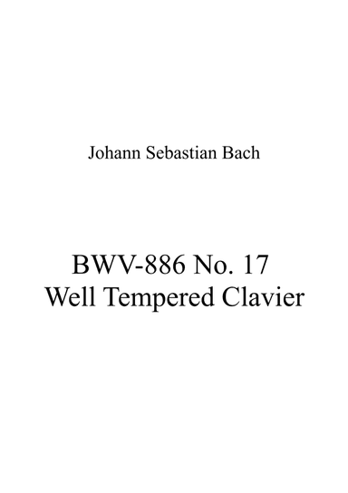 Johann Sebastian Bach - BWV-886 No. 17 Well Tempered Clavier (arr. Patrizia Luraschi)