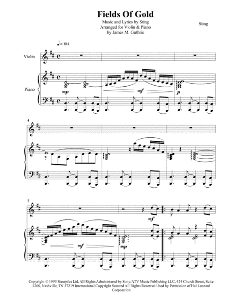 Fields Of Gold (arr. James M. Guthrie)
