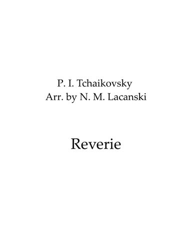 Reverie (arr. Nick Lacanski)