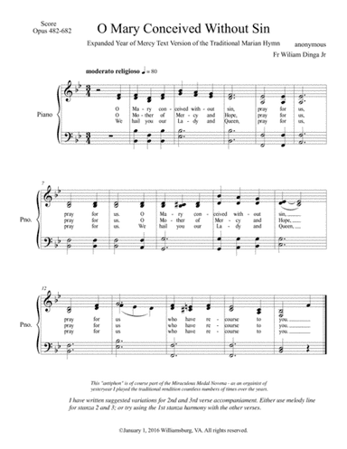 O Mary Conceived Without Sin - Traditional Public Domain (arr. Fr. William Dinga, Jr.)