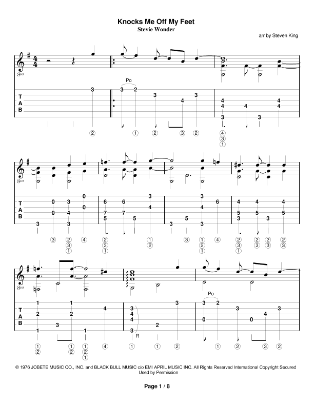 Knocks Me Off My Feet (arr. Steven King)