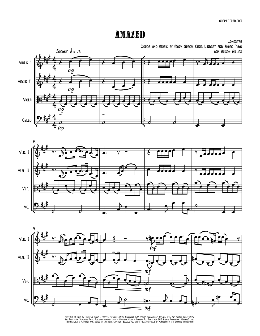 Amazed (arr. Alison Gillies)