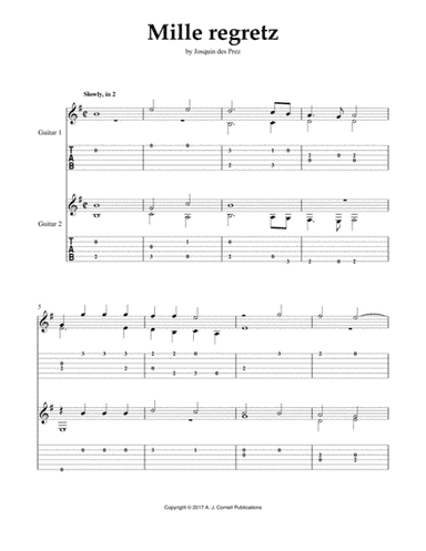 Mille regretz (arr. Mark Phillips)