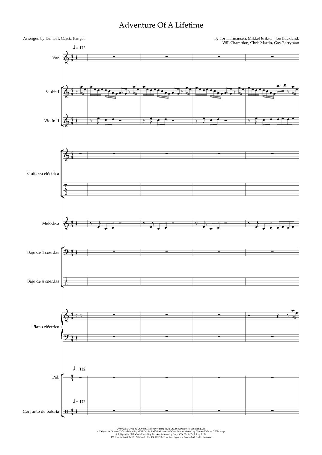 Adventure Of A Lifetime (arr. DANIEL IGNACIO GARCIA RANGEL)