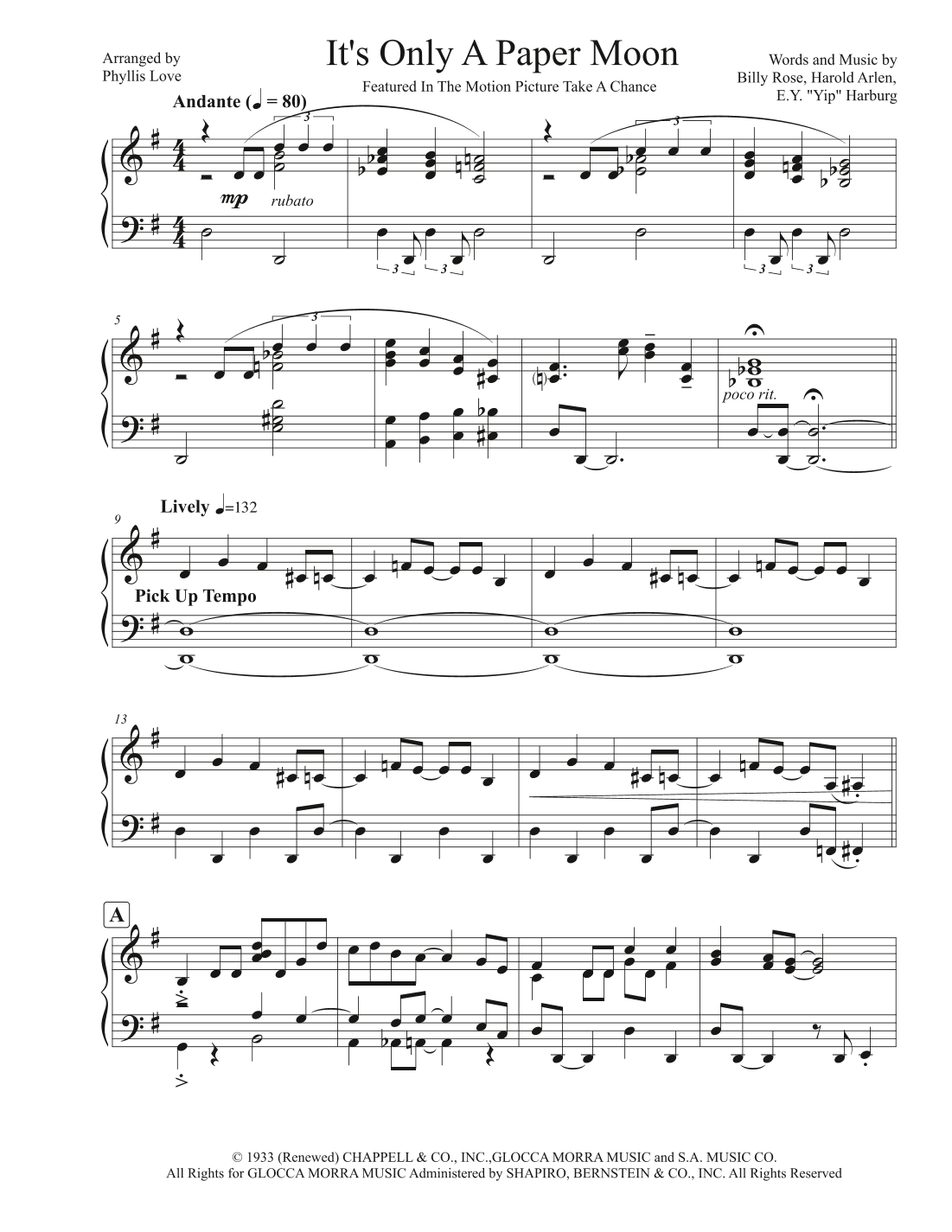 It's Only A Paper Moon (arr. Phyllis Love)