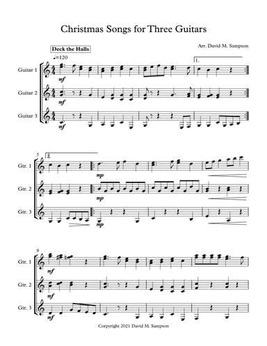 Christmas Songs for Three Guitars (arr. David M. Sampson)
