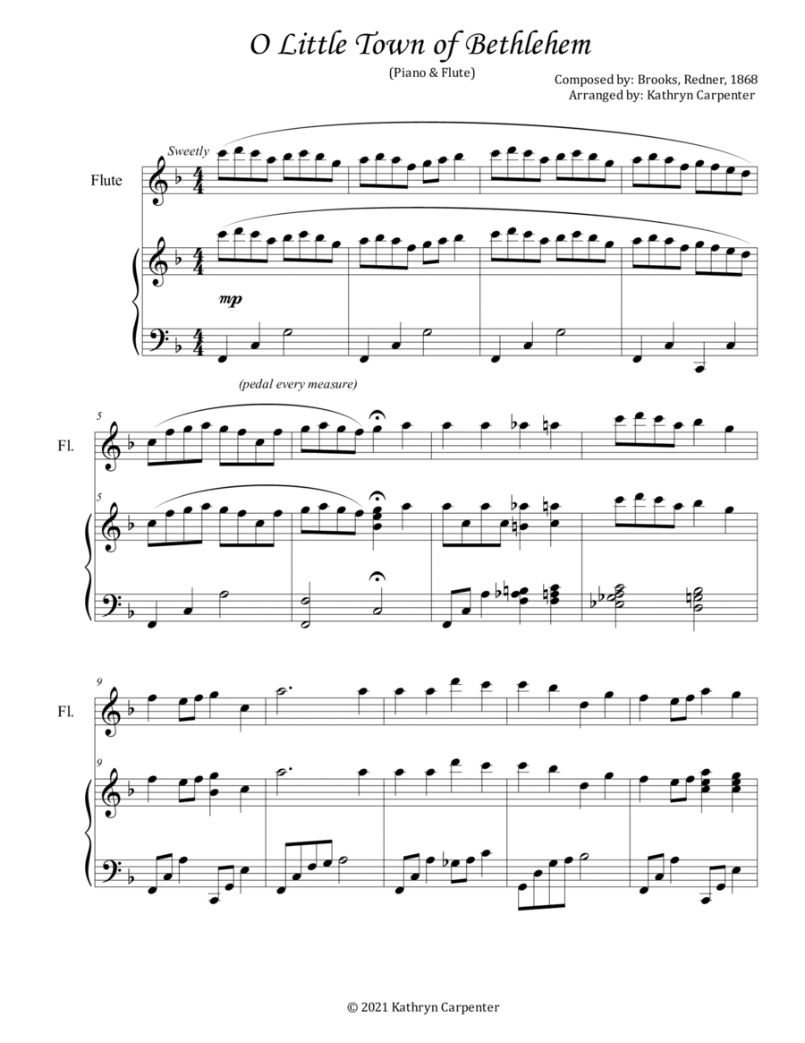 O Little Town of Bethlehem (Piano & Flute) (arr. Kathryn Carpenter)