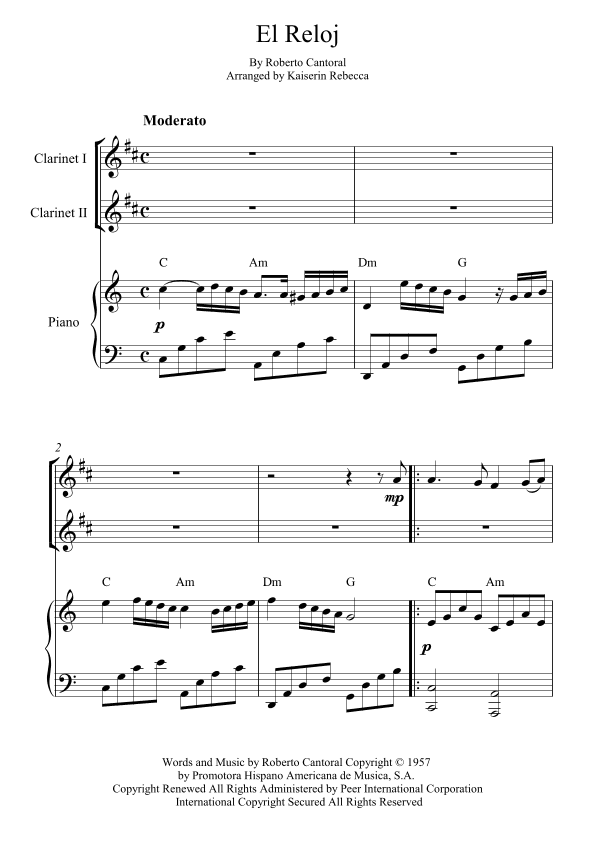 El Reloj (arr. Kaiserin Rebecca)