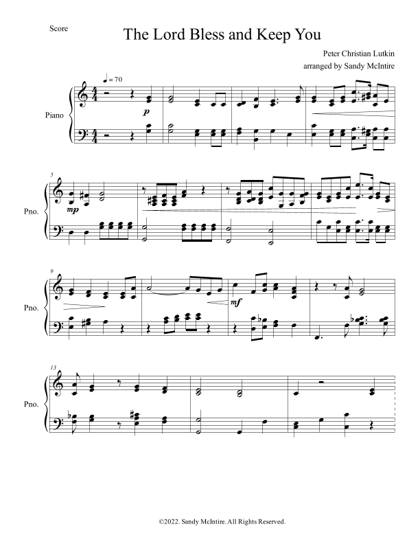 The Lord Bless You and Keep You (arr. Sandy McIntire)