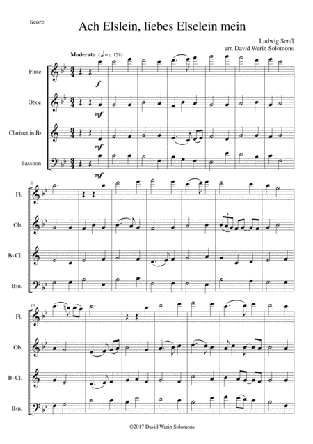 Ach Elslein, liebes Elselein mein for wind quartet (arr. David Warin Solomons)
