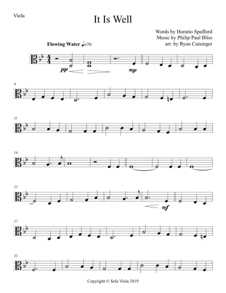 It Is Well-Viola Part (arr. Ryan Cutsinger)