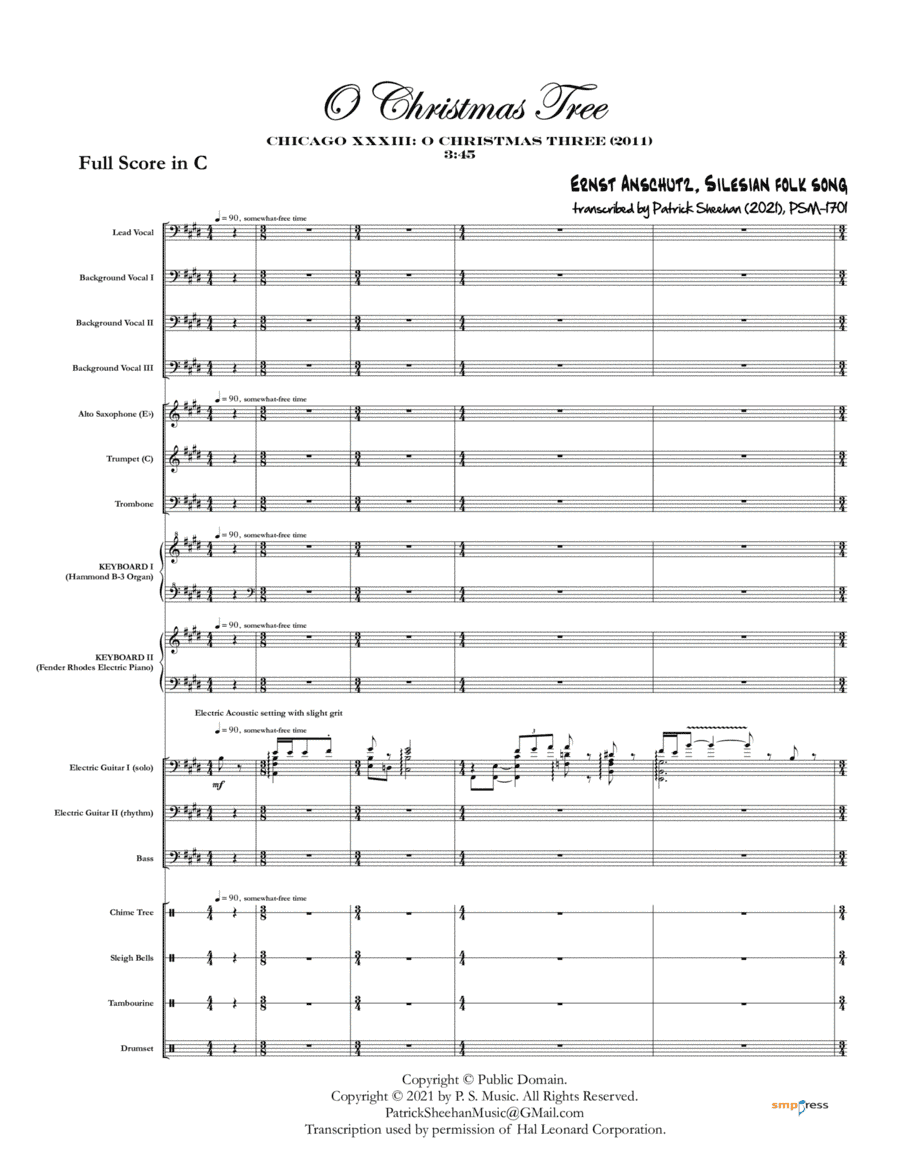 O Christmas Tree [Chicago] (full score & set of parts) (arr. Patrick Sheehan)