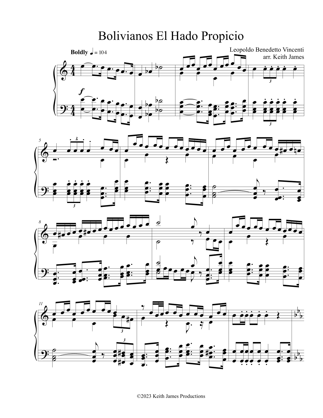 Bolivianos, El Hado Propicio (Piano 2) (arr. Keith James)