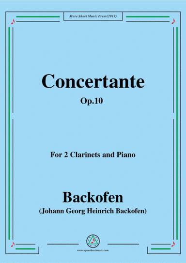 Backofen-Concertante,Op.10,for 2 Clarinets and Piano (arr. MSM)