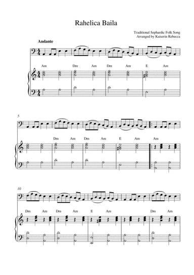 Rahelica Baila (Rachel Dance) (for cello solo and piano accompaniment) (arr. Kaiserin Rebecca)