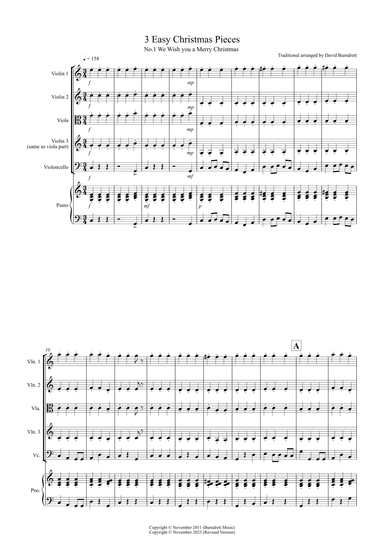 3 Easy Christmas Pieces for String Quartet (arr. David Burndrett)