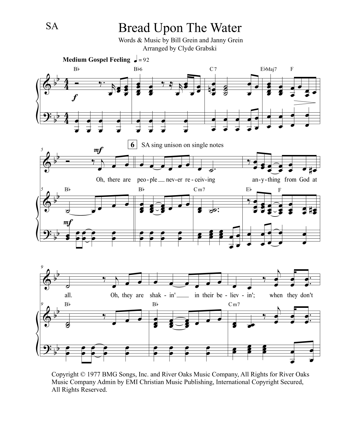 Bread Upon The Water (arr. Clyde Grabski)