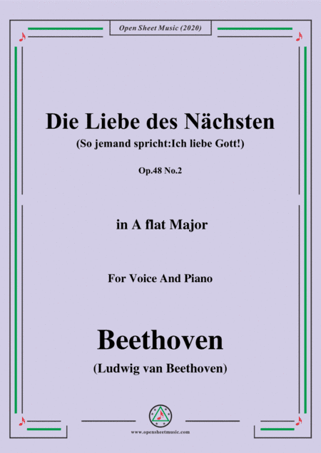 Beethoven-Die Liebe des Nächsten,Op.48 No.2,in A flat Major,for Voice and Piano (arr. MSM)
