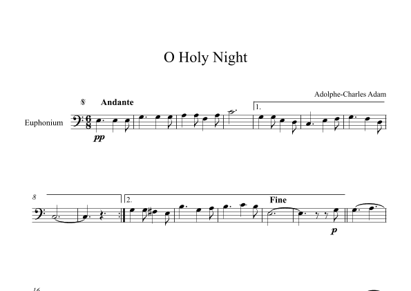 O Holy Night - Adolphe-Charles Adam (Euphonium) (arr. Digital Book Music)