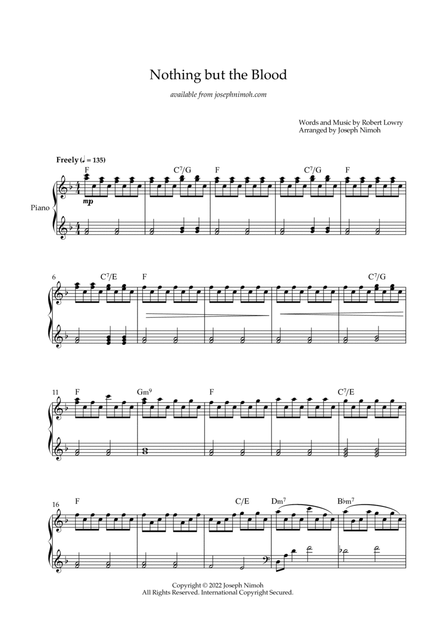 Nothing But The Blood - Solo Piano (arr. Joseph Nimoh)