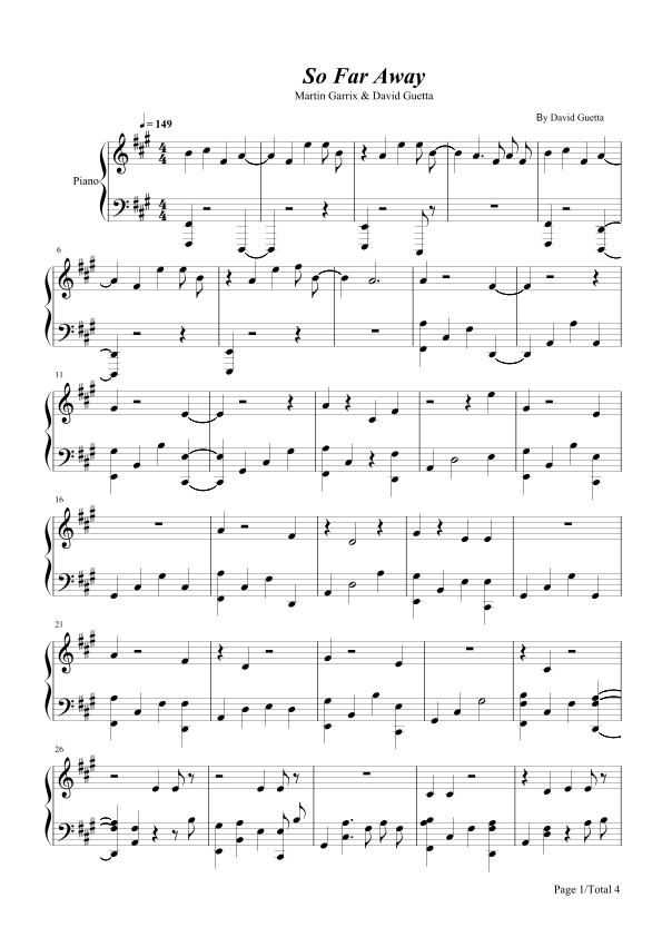 So Far Away (arr. poon)